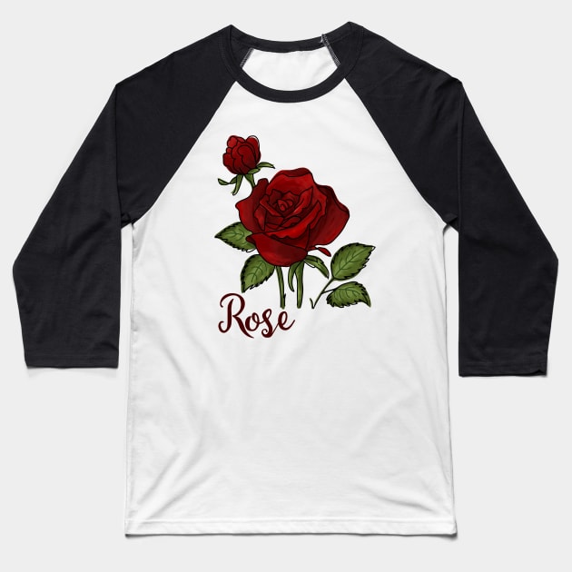 Rose Baseball T-Shirt by Slightly Unhinged